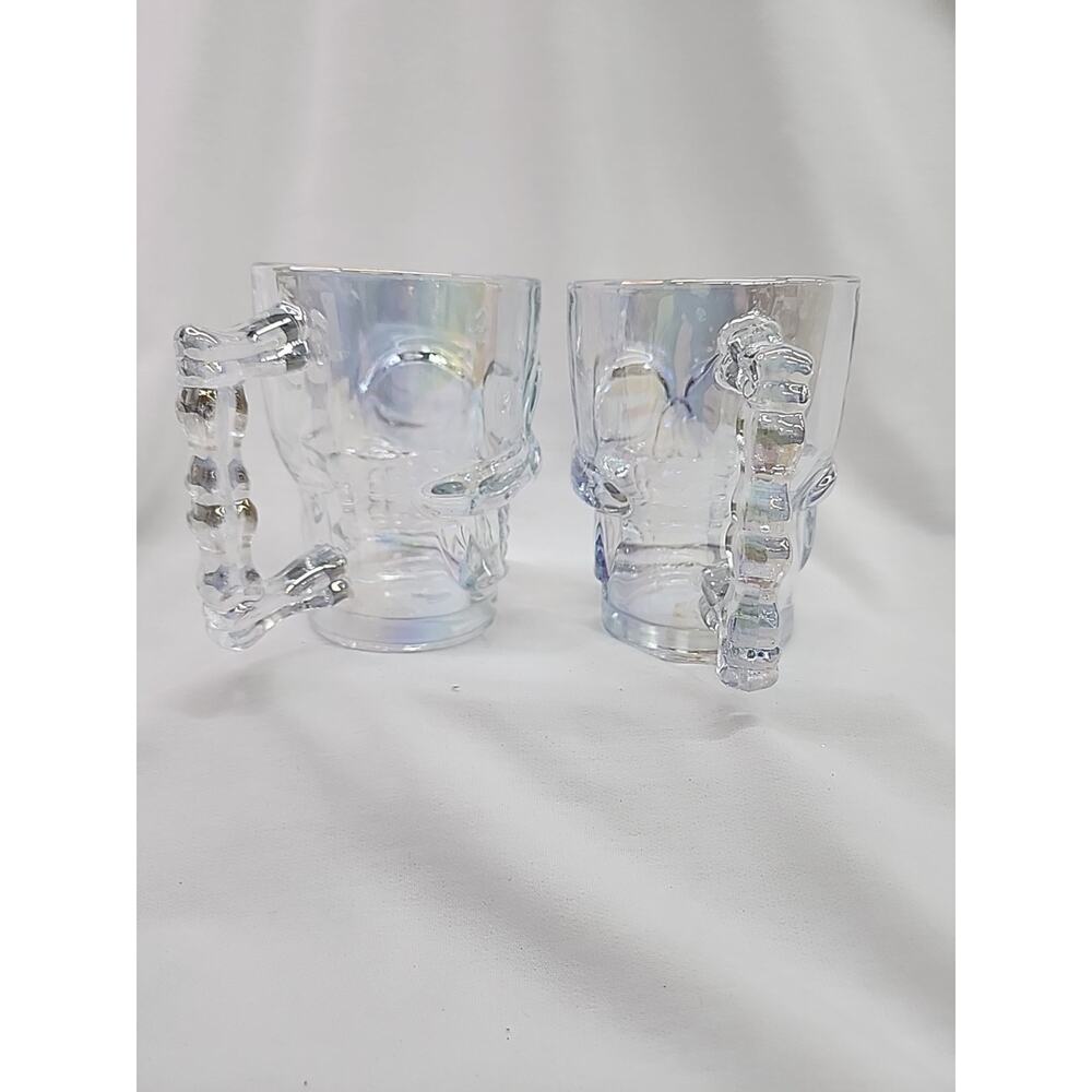 Luster Glass Skull Mugs Set Of 2 LargeCapacity No Cracks Or Chips Read Descript - Picture 4 of 15